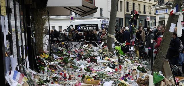 Quelques jours après le 13 novembre 2015 devant le restaurant 'La Belle équipe"