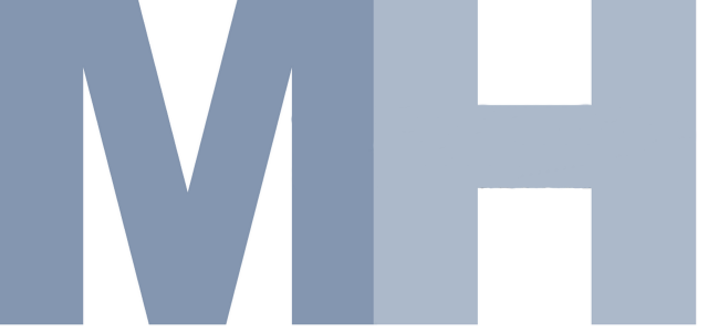 Composition graphique représentant les lettres M et H