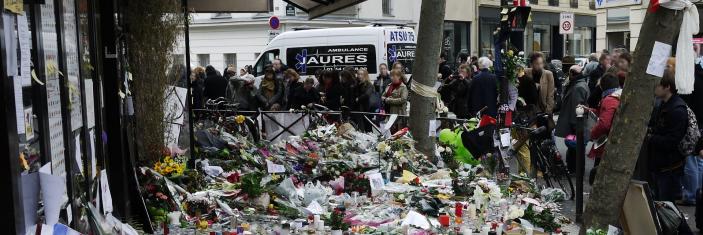Quelques jours après le 13 novembre 2015 devant le restaurant 'La Belle équipe"