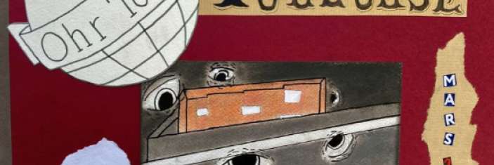 couverture du carnet d'artiste, intitulé "Le regard des médias sur les attentats de Toulouse et Montauban" réalisé dans le cadre de l'exposition pédagogique  "Regards sur le terrorisme"