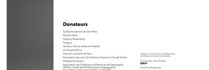 Panneau de remerciements de l'exposition "Face au terrorisme, une mémoire citoyenne"
